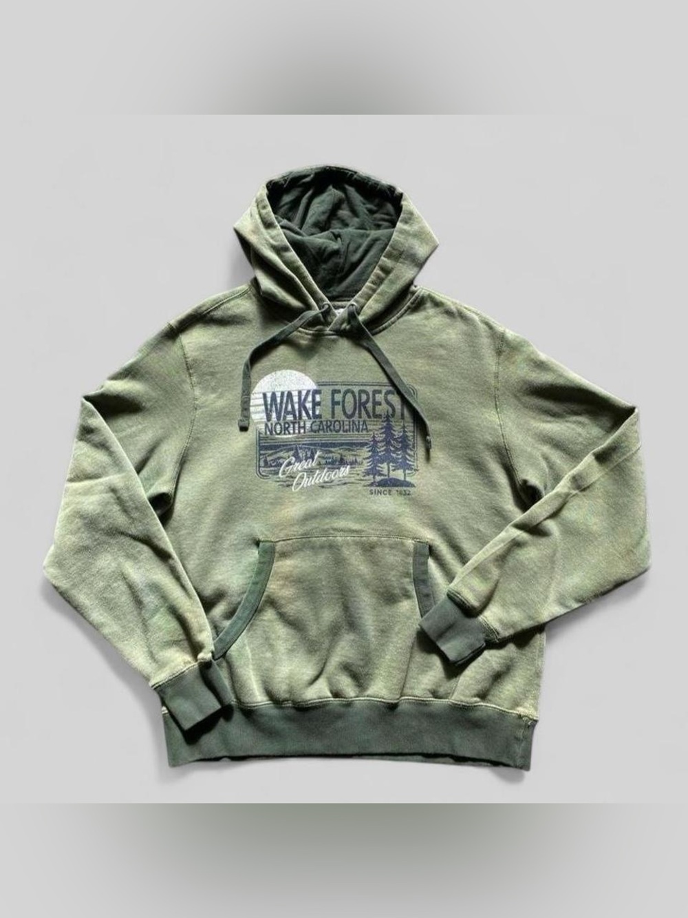 Wake Forest North Carolina Great Outdoors Hoodie Green Size L Gorpcore